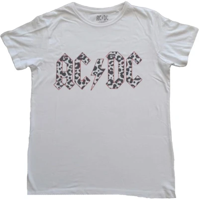 Afbeelding van AC/DC Mono Leopard Print Logo Dames T shirt L Wit