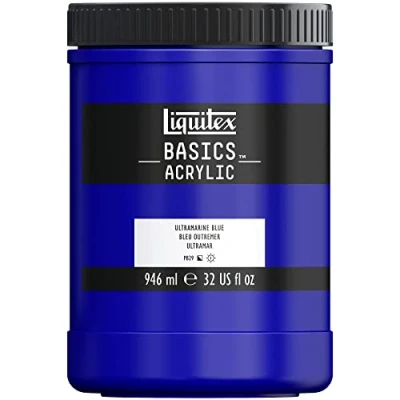 Afbeelding van Liquitex Basics 8870356 Monopigmenteerde acrylverf, kunstenaarspigmenten, lichtecht, gemiddelde viscositeit, archiefkwaliteit, zijdeglanzende afwerking, 946ml Ultramarine Blue