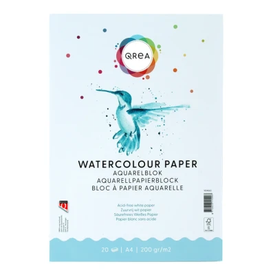 Afbeelding van Aquarelblok Qrea A4 20vel 200gr gelijmd