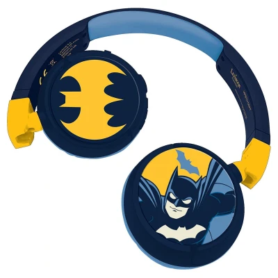 Afbeelding van Lexibook, Batman, 2 in 1 Bluetooth hoofdtelefoon Stereo Draadloos Bedraad, Kids Safe Volume, Opvouwbaar, Verstelbaar, Blauw/Geel, HPBT010BAT