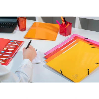 Afbeelding van Exacompta Iderama elastomap met 3 kleppen, rugetiket, roze