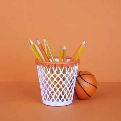 Afbeelding van Balvi pennenbak Basket Wit Kunststof / 10,5 x 10,4 cm