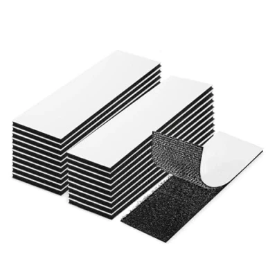 Afbeelding van 20 stuks klittenbandstickers, dubbelzijdig, 2 x 10 cm, zwart, klittenband, zelfklevend, herbruikbaar, voor muur, vloer, metaal, kunststof, huishouden, knutselen