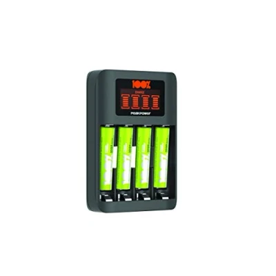 Afbeelding van 100% Peak Power batterij oplader AA &amp; AAA U412 Milieubewuste Keuze USB batterijlader incl. oplaadbare batterijen NiMH 800 mAh