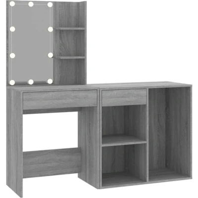 Afbeelding van Make up tafel Met Kastje Bewerkt Hout Gerookt Eikenkleurig Grijs sonoma
