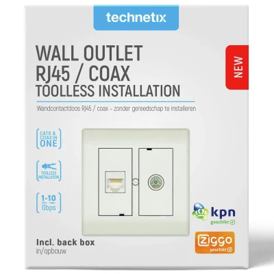 Afbeelding van Wandcontactdoos Technetix in / opbouw Coax en RJ45 [CLICK 50]