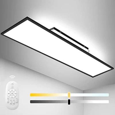 Afbeelding van Dimbaar ledpaneel, 120 x 30 cm, plafondlamp met achtergrondlicht, 55 W, warm/natuur/koudwit, 2700 6500 K, daglichtlamp afstandsbediening en geheugenfunctie, voor kantoor, werkplaats, garage,