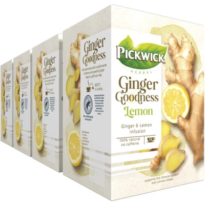 Afbeelding van Pickwick Kruidenthee Ginger Goodness Lemon 4 x 15 theezakjes
