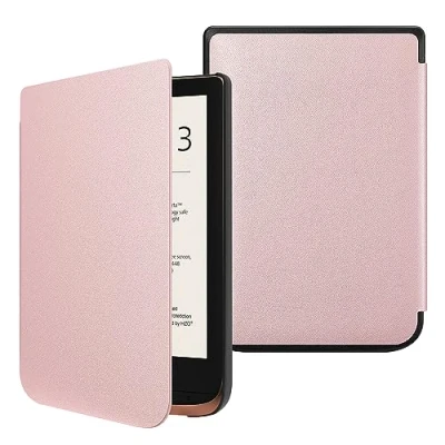 Afbeelding van Fintie Slimshell Hoes voor Pocketbook Touch HD 3 / Lux 4 Basic 2 E Reader Premium Lichtgewicht PU Leer Case Cover met Automatische Slaap/Waak Functie, Rosegoud