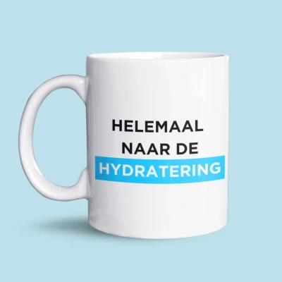 Afbeelding van Witte Mok 325ml (11oz) Helemaal naar de Hydratering Blauw/Wit/Zwart Design met Waterdruppel Keramiek Grappig Cadeau Geschikt voor Vaatwasser en Magnetron