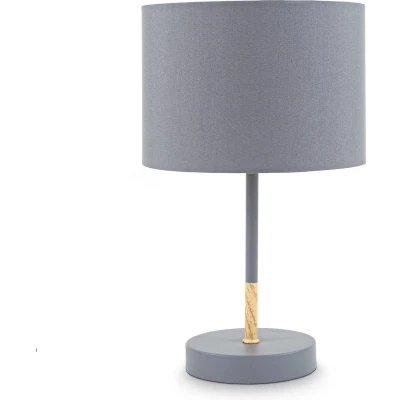 Afbeelding van B.K.Licht Grijze Tafellamp metaal &amp; stof met kap scandinavische bedlamp slaapkamer lamp E27 fitting excl. lichtbron