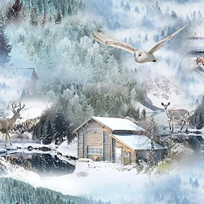 Afbeelding van 20 servetten dieren rond winterh?tte bos winter Kerstmis tafeldecoratie 33x33cm