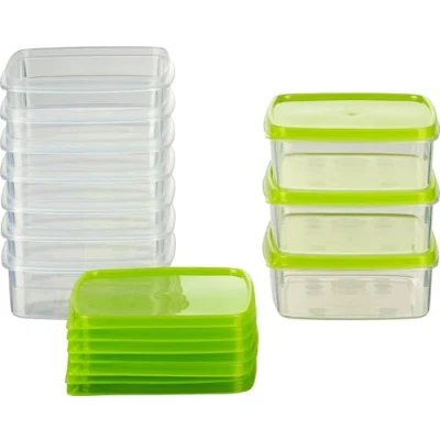 Afbeelding van MiraHome Voedseldozen 0,3 l, vierkant, Oostenrijkse kwaliteit, groen, 11 x 4,4 cm, 10 stuks