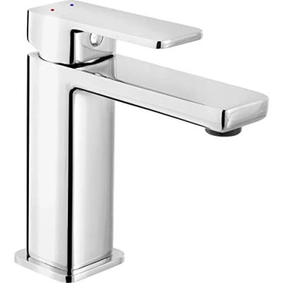 Afbeelding van Cornat Wastafel eengreepsmengkraan Teide verchroomd messing lichaam Moeiteloze schachtbevestiging met drukafvoerventiel/hogedruk kraan voor badkamer/wastafelarmatuur/TEI1, zilver