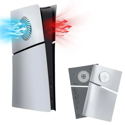 Afbeelding van Mcbazel PS5 Slim Faceplate Replacement Hard Side Panel Plate Durable ABS Protective Cover with Cooling Vent Accessories for Playstation 5 Digital Edition silver