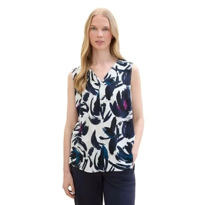 Afbeelding van TOM TAILOR Damesblouse, 35285 donkerblauw bloemendesign, 32