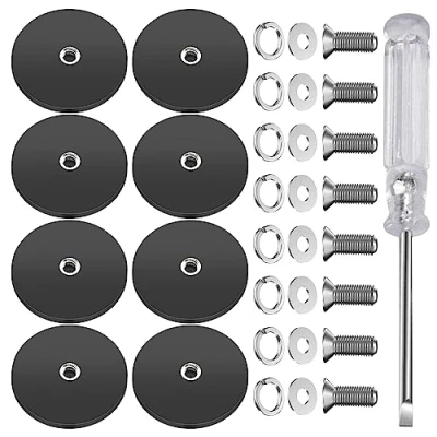 Afbeelding van Nizirioo Neodymium magneten, extra sterk, 8 stuks, grote Ø 43 mm, met M6 buitendraad en schroevendraaier, 10 kg hechtkracht, magneten schroefbaar voor schroeven, oogje of haak