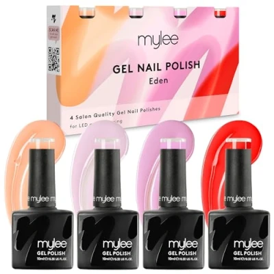 Afbeelding van Mylee Gel Nagellak Set 4x10ml [Eden Quad] UV/LED Soak Off Nail Art Manicure Pedicure, Professioneel, Salon &amp; Thuisgebruik [Lente/Zomer 2024] Langdurig en gemakkelijk aan te brengen
