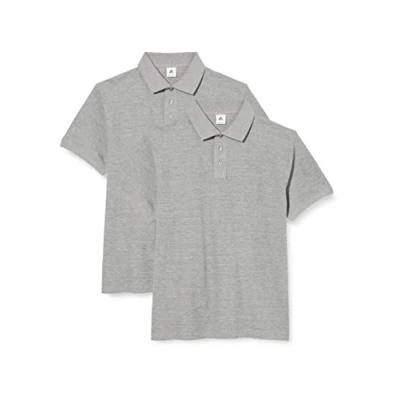 Afbeelding van FM London (2 Pack) Heren poloshirt Katoen Stretch, getailleerde poloshirts, Grijs, S