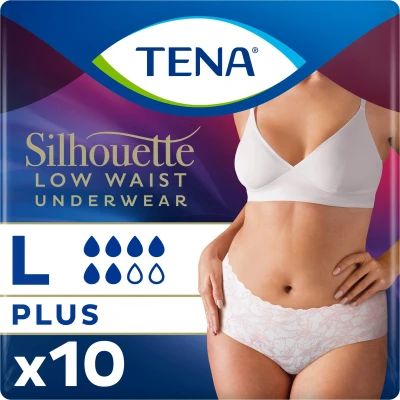 Afbeelding van 2x TENA Pants Silhouette Plus Wit Lage Taille L 10 stuks