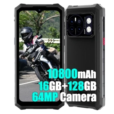 Afbeelding van HOTWAV Cyber 13 4G Rugged Smartphone, 16 GB + 128 GB, 6,6 inch, 64 MP AI camera MP, 10800 mAh batterij, Android 14 mobiele telefoon, waterdicht, Octa Core, IP68/NFC/Face ID, zwart
