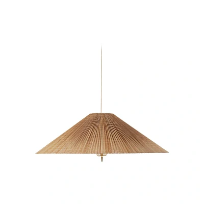 Afbeelding van Gubi hanglamp 1972, messing, kap van bamboe, Ø 62 cm