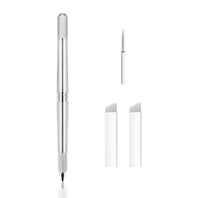 Afbeelding van Pinkiou wenkbrauw tattoo pen Microblading 3 in 1 permanente make up handmatige tool (zilver)