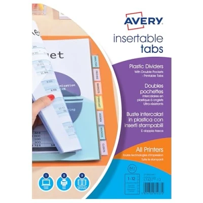 Afbeelding van Avery 05624501 transparante enveloppen van polypropyleen, personaliseerbaar, 12 toetsen, 260 x 300 9 cm
