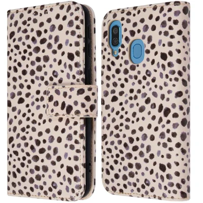Afbeelding van Samsung Galaxy A40 Hoesje Kunstleder iMoshion Bookcase Black And White Dots Telefoonhoesje