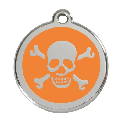 Afbeelding van Cross Bone Orange roestvrijstalen hondenpenning large/groot dia. 3,8 cm RedDingo