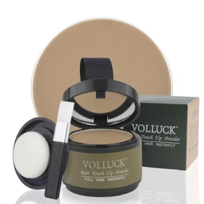 Afbeelding van VOLLUCK Root Touch up Poeder Directe Dekking voor Uitgroei, Grijze Haren &amp; Dunner Wordende Haarlijn Natuurlijke, Niet Vettige Haarpoeder Mannen en Vrouwen 4 g (Lichtkoffiebruin)
