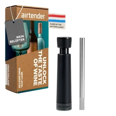 Afbeelding van Airtender RVS Wijnbeluchter Decanteerder Belucht wijn per glas BPA BPS vrij 5 jaar garantie in Geschenkdoos