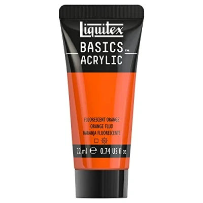 Afbeelding van Liquitex 8870500​ Basics acrylverf Fluorescent Orange, 22 ml tube, lichtecht, waterbestendig, voor het schilderen en decoreren van hout, metaal, keramiek, kunststof, canvas