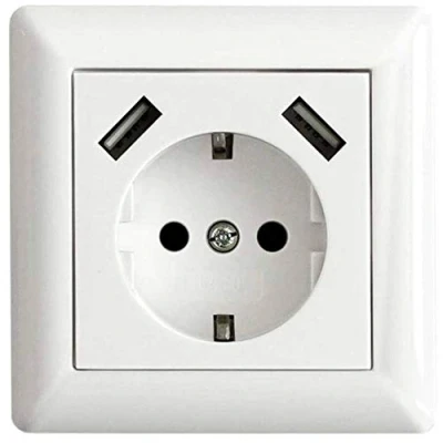 Afbeelding van LEDmaxx 106648 1 voudig Stopcontact (onderbouw) Met USB, Kinderbeveiliging Wit