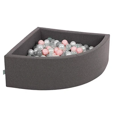 Afbeelding van KiddyMoon Schuim Ballenbak Voor Kinderen Met Ballen Ø 7 Cm Gemaakt In EU, Donkergrijs:Parel Grijs Transparant Poeder Roze,90X30cm/300