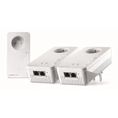 Afbeelding van devolo Magic 2 WiFi 5 (ac) Multiroom Kit: 3 x CPL Adapter, Gigogne stopcontact (2400 Mbits, Gigabit Ethernet poorten) ideaal voor telewerk en streaming, Frans
