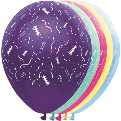 Afbeelding van 1 Jaar Feestballonnen ballon leeftijd 5 stuks