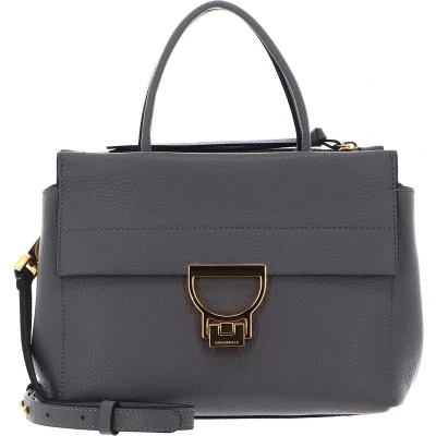 Afbeelding van COCCINELLE Leren Handtas Schoudertas Arlettis Handbag Grained Leather Grafite Grijs