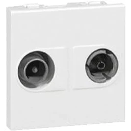 Afbeelding van Legrand wandcontactdoos tv radio mosaic ster aansl 2mod wit 078783