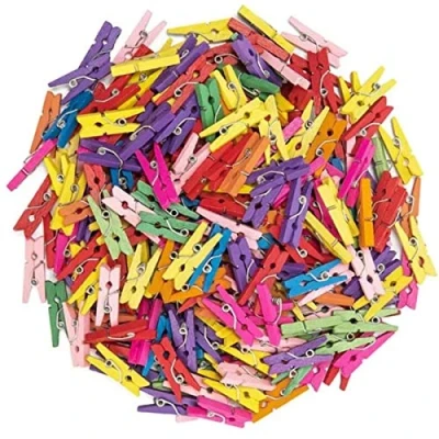 Afbeelding van 100 Mini houten haringen (Multi)