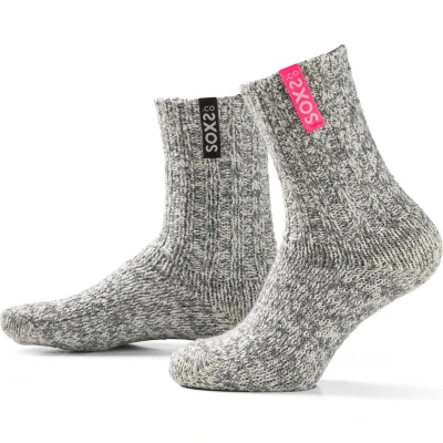 Afbeelding van SOXS® Wollen sokken SOX3324 Grijs Kuithoogte Maat 37 41 &amp; 42 46 Bubble gum Jet black label