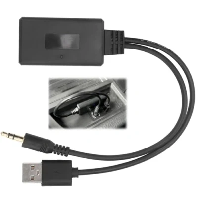 Afbeelding van Bluetooth ontvanger voor in de auto, 5V/12V Aux adapter met twee interfaces auto /thuisstereo muziekstreaming en handsfree bellen