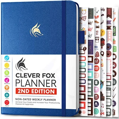 Afbeelding van Clever Fox Planner 2e editie Kleurrijke wekelijkse en maandelijkse doelplanner, tijdmanagement productiviteitsorganisator, ongedateerd, A5 (Mystic Blue)