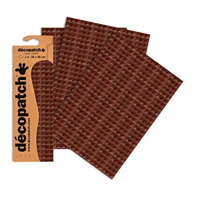 Afbeelding van Décopatch Ref C680O Chocolade Vierkant Patroon Papier Pack Elk Vel 30 x 40cm, van 3 Papieren Vellen Best Gebruikt Met Décopach Lijm &amp; Vernis, Bruin