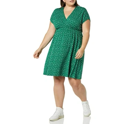 Afbeelding van Amazon Essentials Surplice jurk voor dames (verkrijgbaar in grote maten), groene bloemen, S