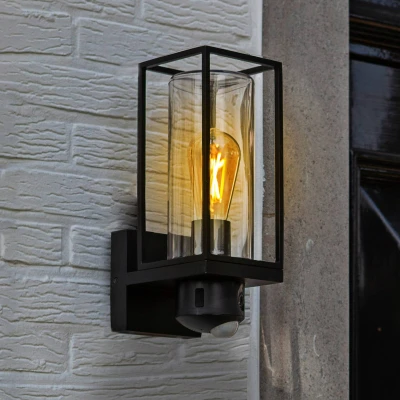 Afbeelding van FLAIR, buitenlamp met bewegingsmelder en camera, bewakingscamera Full HD intercominstallatie, incl. 16GB SD kaart, compatibel Google Voice &amp; Alexa, wandlamp (E27 max.40W)