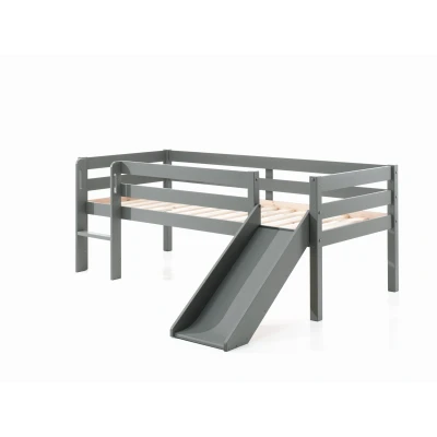 Afbeelding van Vipack Pino halfhoogslaper laag met glijbaan 90x200 Grijs