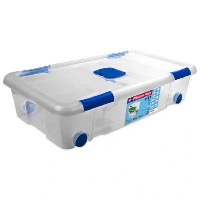 Afbeelding van Hega Hogar Opbergbox met deksel en wieltjes 30 l 73 cm