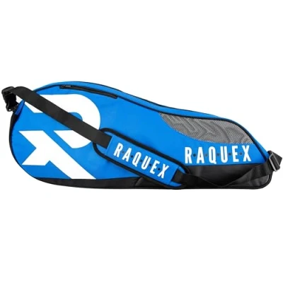 Afbeelding van Raquex rackettas tas Voor tennis , squash en badmintonrackets. maximaal 6 rackets + accessoires schoenen (blauw)