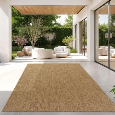 Afbeelding van Vloerkleed Voor Outdoor Keukenvloerkleed Balkon Terras Eenkleurig Design Modern, Kleur:Koffie, Maat:300x400 cm